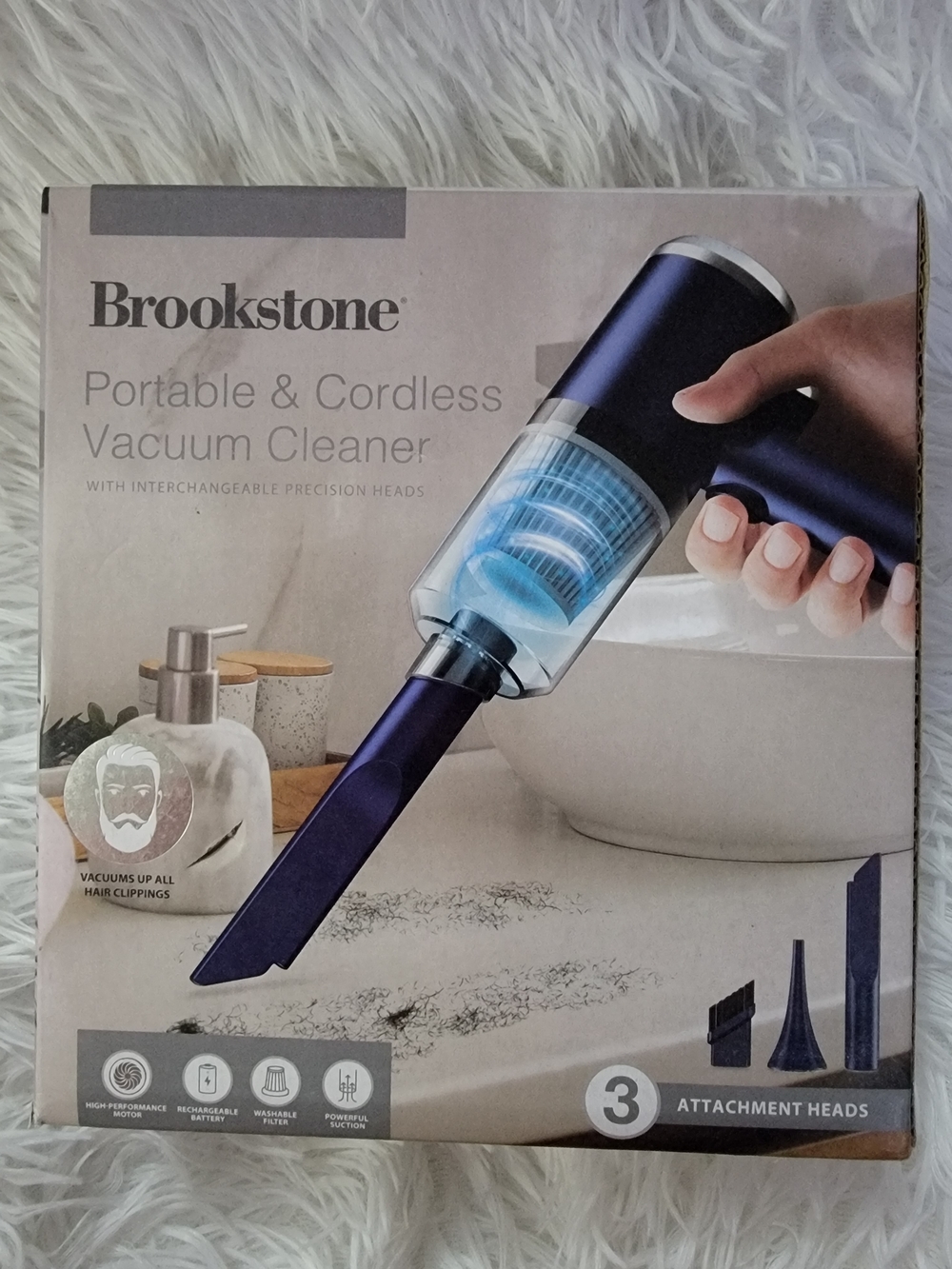 🆕️ Brookstone Portable Cordless Vacuum Cleaner - Blue Great For Office